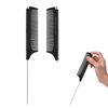 Jurrissa Rat Tail Combs for Parting,Protable Retractable Rat Tail Comb-Parting Combs for Hair Stylist-Fine Tooth Teasing Comb Stainless Steel Pin Tail Anti Static Heat Resistant(Black)