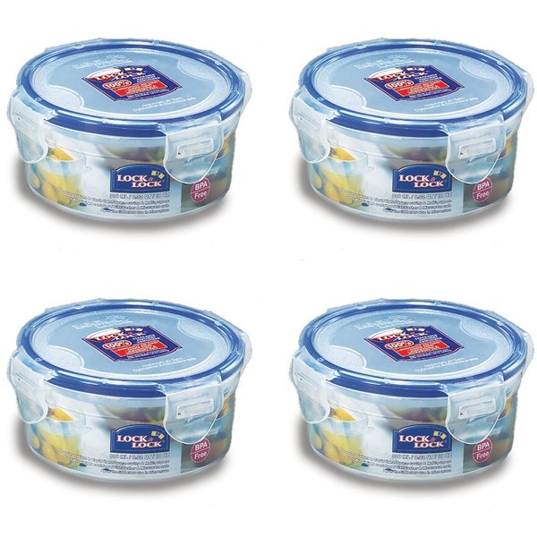 Lock & Lock Round Water Tight Food Container Snack Box, Set of 4, Clear