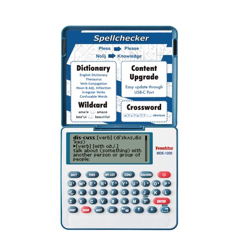 Franklin MDE-1200 Electronic Dictionary and Thesaurus – English Dictionary, Synonyms, Spell Checker, Word Games, Grammar Tools, Digital Dictionary, Portable Device with LCD Screen