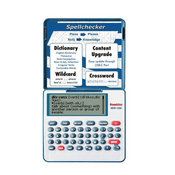 Franklin MDE-1200 Electronic Dictionary and Thesaurus – English Dictionary, Synonyms, Spell Checker, Word Games, Grammar Tools, Digital Dictionary, Portable Device with LCD Screen