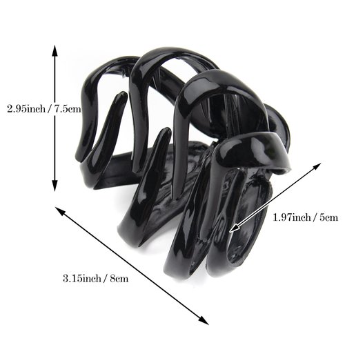 AUEAR, Octopus Clip Jaw Hair Claw Spider Hair Claw Clips Hairpins for Thick Hair (Black, 4 Pack, 3.15"x2.75")