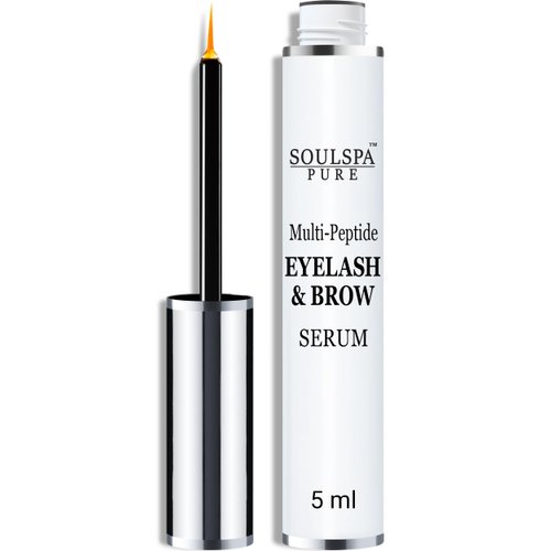 SOULSPA PURE Eyelash Serum - Advanced Brow & Eye Lash Serum with Biotin & Peptides - Nourishing Serum & Eyelash Growth Serum & Conditioner - Promotes Thick, Healthy Eyelashes & Brows - 5 ML