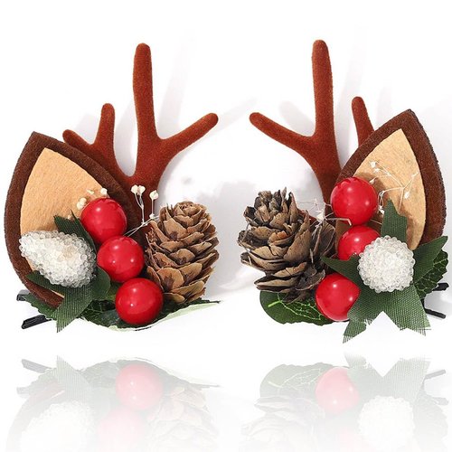 Bartosi Christmas Hair Clips Reindeer Antlers Xmas Hairpins Deer Antler Hair Clip Decorative Christmas Party Hair Accessories for Women and Girls (Pack of 2) (Type A)