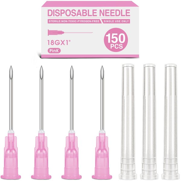 150 Pack 18 Ga 1 Inch Luer Lock,Lab Accessories, Industrial Dispensing Accessories, Individually Packaged