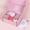 Heatless Curls Gift Set, Unique Birthday Gifts for Women - Rose SPA Gift Idea Including Heatless Hair Curler, Bath Bombs, Bath Salts, Candles, Soap and Thank You Card