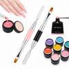 2Pcs Dual-Ended Nail Art Brush and Spatula Set - Pink & Black UV Gel Nail Tools for Poly Extension, Sculpture Gel - Manicure Design Kit for Salon & DIY Use