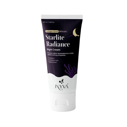 INYVA Starlite Radiance Night Cream | Intensive Hydration with Hyaluronic Acid, Vitamin E & Algae Extract | Anti-Aging & Revitalising | Deep Moisturizing for All Skin Types - 3.38 Oz