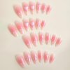 24 Pcs Almond Press on Nails Medium Thick Fake Nails with Solid Color Glossy Full Cover False Nails with Bow Love Heart Designs Cute Nails Press ons Rhinestone Glue on Nails for Women (Pink Kit)