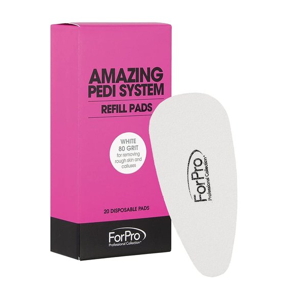 ForPro Amazing Pedi System Refill Strips, White, 80 Grit, Pedicure File Refills, 5” L x 2.5” W, 20-Count