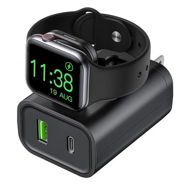 BeaSaf 24W USB C Charger, 3 in 1 Design with Apple Watch Wireless Charger, PD Charger for iPhone, AirPods