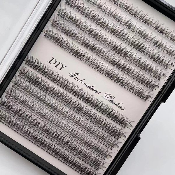 IECILI Individual Lashes/Lash Clusters 480pcs 8-14mm Cluster Eyelash Extensions /12 Roots/C Curl /0.10mm Cluster Lashes/Faux Mink Lash Extensions (C Curl, Fishtail Lashes-0.10mm)