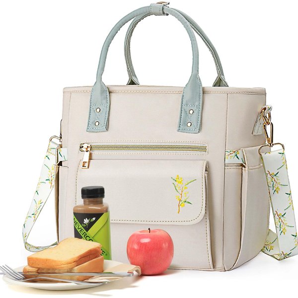 GLORIEROO Deluxe Lunch Bag Women - Leakproof Insulated Lunch Box for Women 2024 Newest Gifts for Women Waterproof Multi Pocket Lunch Bag with Removable Strap for Work/Picnic