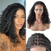 Box Braided Wigs For Black Women Light Weight Curly Braided Wig Knotless Cornrow Braided Lace Front Wigs For Black Women Synthetic Twisted Short Braids Wig Baby Hair (#1B-#Black)