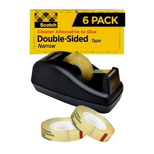 Scotch Double Sided Tape, 0.50 in. x 900 in., 1 Dispenser and 6 Refill Rolls/Pack