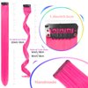 GPOVVIMX 12 PCS Hot Pink Hair Extensions Clip in, Curly Wavy Colored Extension for Kids Girls - Party Highlights Synthetic Hairpiece 17 inch