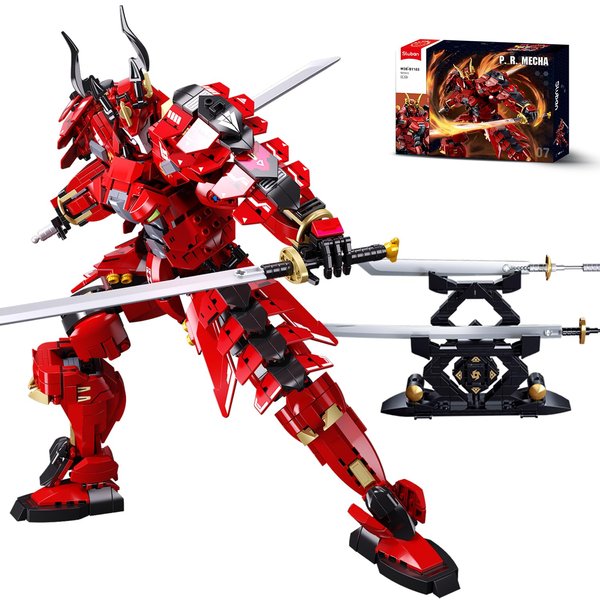 Sluban Samurai Warrior Mech Building Sets, Kafei Mecha Building Toys with Double Swords, Creative Collectible Gift for Adults Man and Teens Boys, Compatible with Lego Construction Set