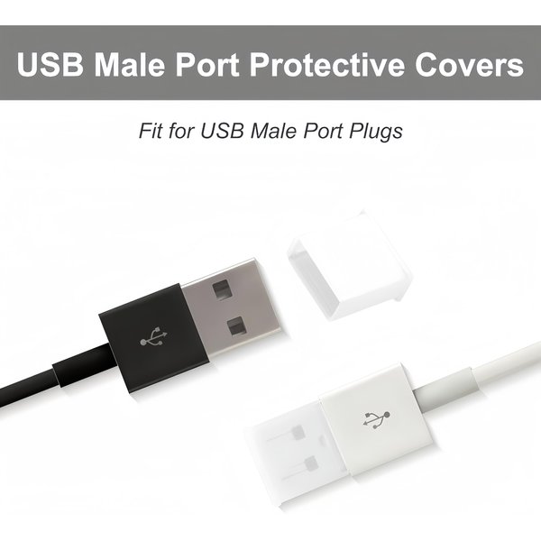 Boxonly 20Pcs Black PE USB 2.0 Port Anti-Dust Stopper Cap Cover for USB, Charging, Data Cables; Dust-Proof, Easy to Use