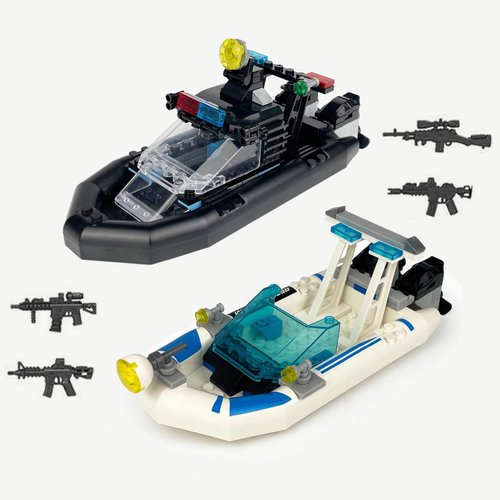 City Police Speed Boat Building Blocks Sets,City Fire Rescue Boat、Guard Boat 、Patrol Boat,Creative Building Bricks Compatible with Lego, Fun Gift or Pretend Play Toy for Kids (Speedboat-02 60PCS)