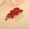 Teyglen Rhinestone Wedding Hair Comb Red Crystal Bridal Hair Piece Crystal Bride Wedding Hair Comb Sparkly Red Rhinestone Headpiece Hair Accessories for Women Girls (Red)