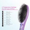 SweetLF Pro Hair Straightener Brush- Precision 6-Level Temp Control & Million-Count Negative Ions for Smooth, Frizz-Free Locks (Rose Purple)