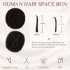 RUWISS 2 Pcs Mini Claw Clip Hair Bun Hair pieces Human Hair Space Buns Clip in Messy Cat Ears Hair Bun Extensions Updo Hairpieces for Women Girls (Pack of 2, Dark Brown)