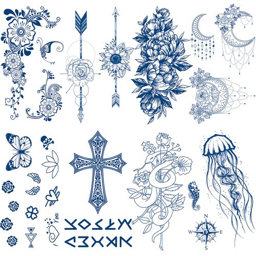 CUTELIILI Semi Permanent Tattoo for Adults and Kids 8 Sheets, Realistic Half Arm Temporary Tattoo Waterproof and Lasting 1-2 Weeks,Cute Fake Tattoos for Teens Christmas Gift