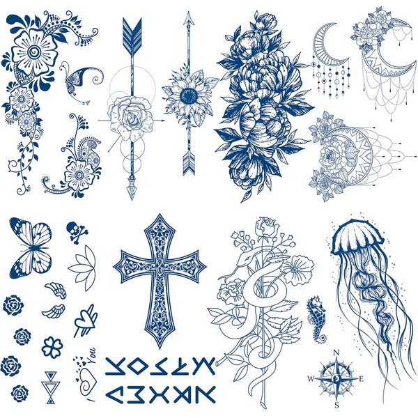 CUTELIILI Semi Permanent Tattoo for Adults and Kids 8 Sheets, Realistic Half Arm Temporary Tattoo Waterproof and Lasting 1-2 Weeks,Cute Fake Tattoos for Teens Christmas Gift