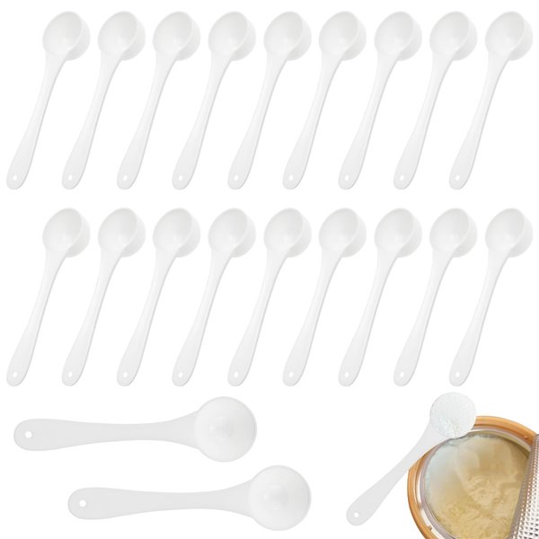 20PCS Plastic Measuring Spoons Measuring Spoon Set, Round Bottom Mini Spoon with Hanging Hole, 2.5 Gram Measuring Scoop, Reusable, for Coffee Sugar Spices Protein Spoons for Cooking and Baking