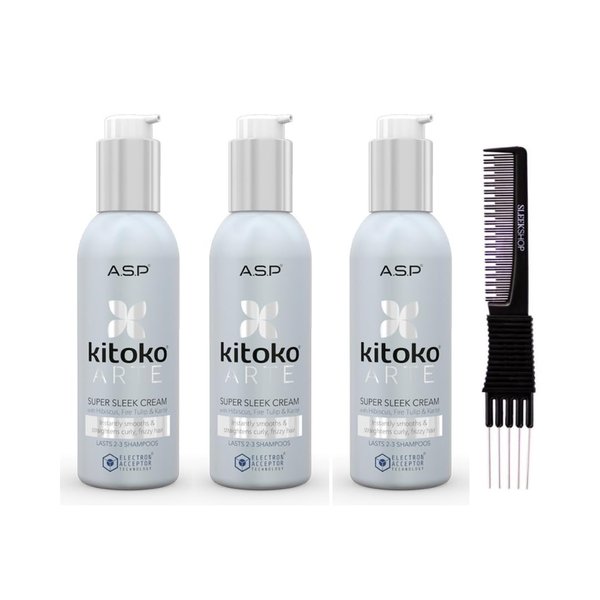 Affinage Asp Luxury Kitoko Arte Super Sleek Cream (5.1 oz) with Teasing Comb Pack 3