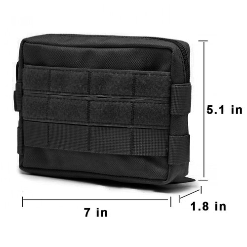 Hoanan Molle Pouches, Tactical Admin Pouch Compact EDC Utility Gadget Gear Pouch Military Carry Accessory Belt Hanging Waist Bag (2 Pack-Black-7"(L) * 5.1"(H))