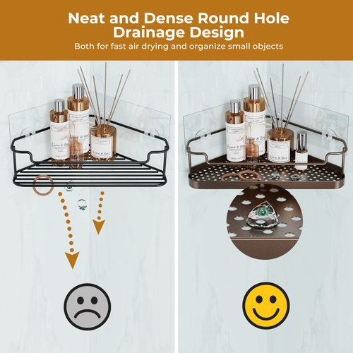 Orimade Corner Shower Caddy Organizer Basket with Hooks Adhesive No Drilling Wall Mount Bathroom Shelf Shampoo Holder Storage Rack Rustproof, 2 Pack-Black, Only for 90-Degree Corner