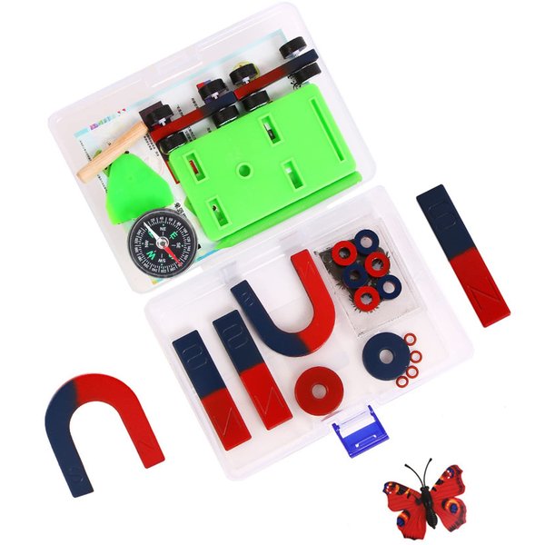 Labs Junior Science Magnetism Set for Experiment Education, Science Experiment Tool Physics Educational Toys for Kids Teen Including Bar/Horseshoe/Ring Magnets/Compass