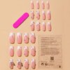 French White Tip Press on Nails Square Medium Fake Nails Acrylic False Nails with 3D Butterfly Designs Rhinestones Artificial Nails Pink Full Cover Nails Press ons Stick on Nails for Women 24Pcs