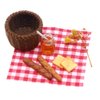 UPKOCH Miniature Food Dollhouse Accessories Decor Set 1:12 Scale Bread Honey Basket Picnic Cloth Flowers Dollhouse Decoration Accessories Mini Room Display Props Models