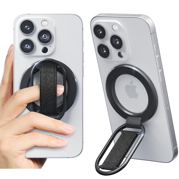 Mindsky All Aluminum Alloy Upgrade for Mag-Safe Phone Ring Holder with Finger Strap,Removable Ligament Ring Holder, Compatible iPhone15/14/13/12 Series,Android(Comes with1magnetic Ring)