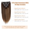 Goulus Clip in Hair Extensions Real Human Hair 120g 8pcs Silky Straight Hair Extensions Clip in Human Hair Chocolate Brown Mixed Caramel Blonde Double Weft Thick Hair Extensions Clip Ins(4/27/4,20）