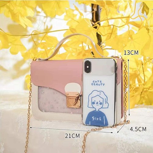 Princess Shoulder Bag With Chain Strap, Detachable Mezzanine Handbag for Girls Gift Idea Birthday Christmas (Stars Pink)