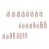 MISUD Press on Nails Long Coffin Fake Nails Glossy Glue on Nails Star Acrylic Nails Ballerina White French Tip Artificial Nails Rhinestone Stick on False Nails with Design 24 pcs