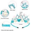 SuPoo 5th Birthday Girl Headband Mermaid Birthday Crown for Girls 5th Birthday Decorations for Girl Blue Small Hair Band Cute 5 Year Old Princess Tiara Birthday Party Decorations Accessory Gift