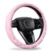 SuperKaKa Pink Steering Wheel Cover, Auto Cute PU Diamond Bling Breathable Anti Slip Soft Comfort Leather Car Interior Accessories Protector Sparkly Fit Most O-Shaped Steering Wheels for Women Men