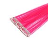 SWACC 12 Pcs Straight One Color Party Highlights Clip on in Hair Extensions Colored Hair Streak Synthetic Hairpieces (Neon Pink)