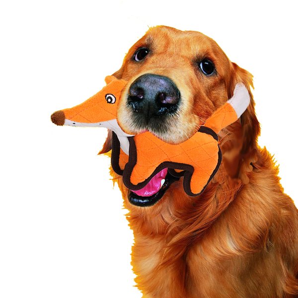 Pet Life ® Foxy-Tail Quilted Plush Animal Squeak Chew Tug Dog Toy