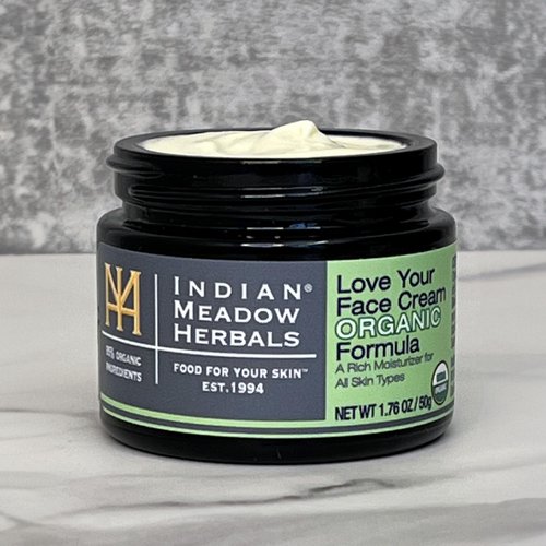 Indian Meadow Herbals Love Your Face Cream Organic Formula (2oz) - Deep Penetrating Rich Moisturizer Cream - Petroleum-Free Skin Repair Cream for All Skin Types. USDA CERTIFIED ORGANIC.