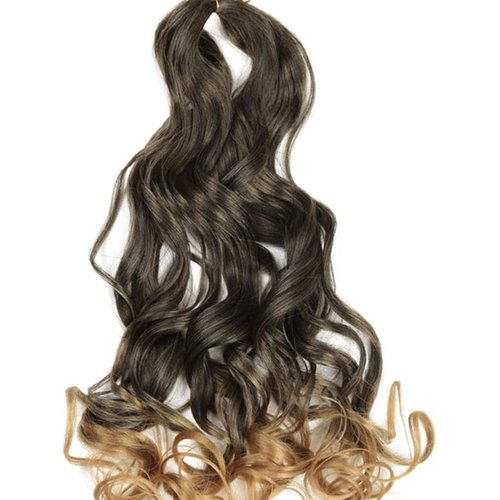 French Curl Crochet Braid Deep Wave Synthetic Hair Extensions Pre Stretched Bouncy Braiding Hair 22 inch 150g Spanish Candy Curly (t1/27)