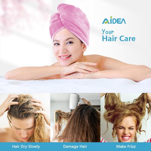 AIDEA Microfiber Hair Towel Wrap, 5 Pack Hair Turbans, Super Absorbent Quick Dry Hair Towel Wrap for All Hair Types Anti Frizz, Hair Accessories for Women, 26"×10"