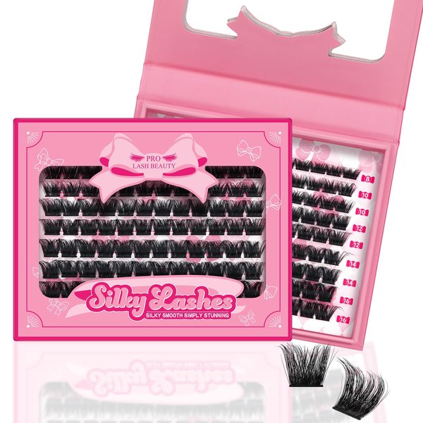 Lash Clusters, 108 Pcs Individual Lashes Soft Cluster Lashes DIY Lash Extension 8-16mm Eyelash Clusters Volume Wispy Lashes Super Thin Band Reusable(Easygoing,D-8-16mix)