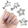 20 Pcs Star Nail Charms for Acrylic Nails, 3D Silver Stars Nail Rhinestones Nail Gems Jewels Pentagram, Shiny Crystal Star Nail Art Charms, 3D Nail Art Supplies, Nail Gems for Nails Designs