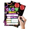 ANYEMW 4x6 Glow Birthday Invitations, Neon Birthday Party, Neon Party Decorations, Birthday Party Invitations For Boys Girls, Kids Birthday Invitations, 20 Cards with 20 Envelopes.(28)