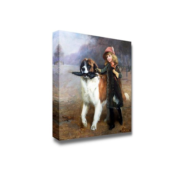 Off to School by Charles Burton Barber - Canvas Print Wall Art Famous Painting Reproduction - 12" x 12"