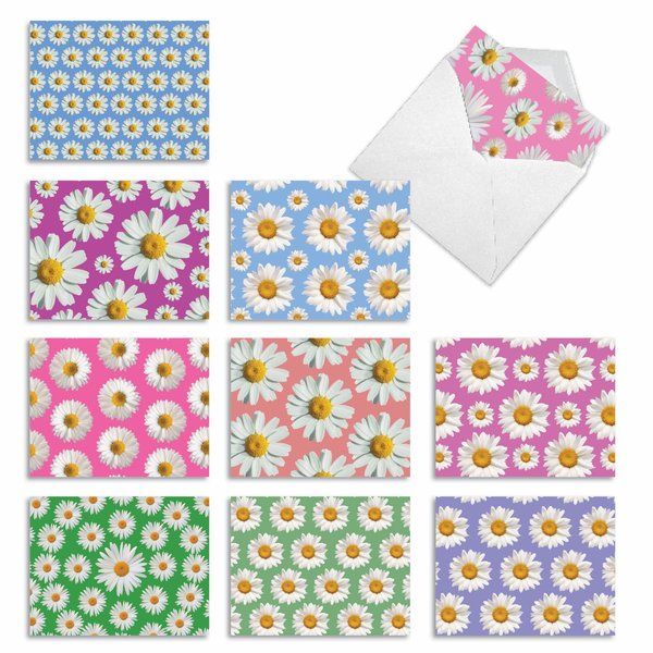 The Best Card Company - 10 Colorful Thank You Cards with Envelopes 4 x 5.12 in w/envelope - Thank You Note Cards with Flowers, Bulk Set of Cards - Crazy DaisyM6576TYG